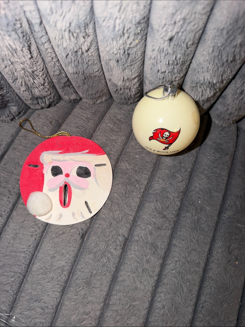 Holiday Santa Face Sand dollar and Vintage Tampa Bay Football Team Ornament Set